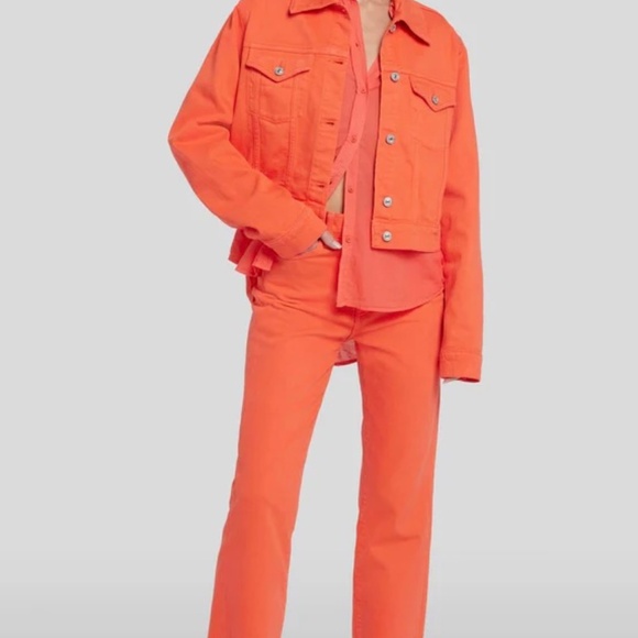 7 for All MANKIND LOGAN STOVEPIPE IN GRAPEFRUIT Jeans - Picture 1 of 7